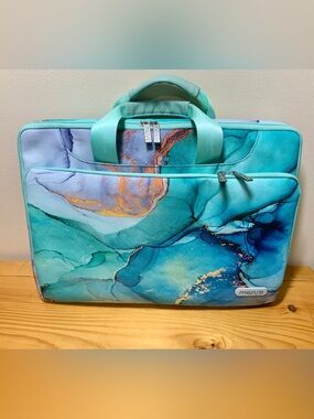 Turquoise Marble Laptop Tote Bag